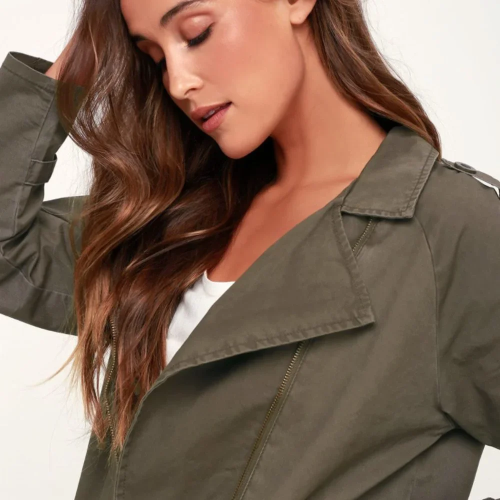 Lulus Loaded Olive Green Moto Jacket - Picture 4 of 5